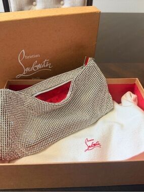 Christian Louboutin Silver Crystal Maykimay clutch